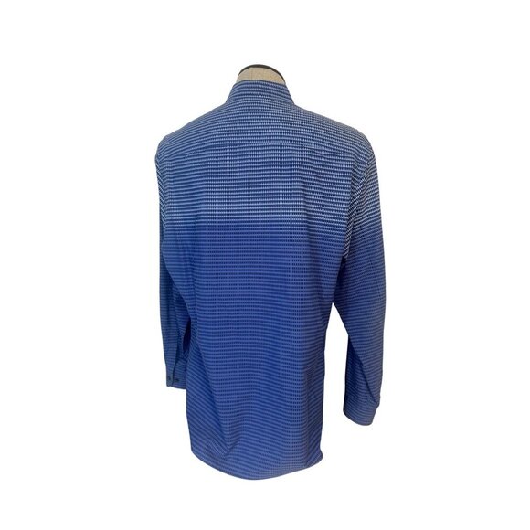 Tommy Bahama Island Modern Fit Blue Ombre Grid Silk Blend L/S Button-Up Shirt XL - Picture 3 of 5